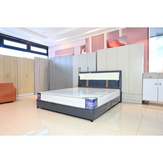 Double-panel leather bed frame